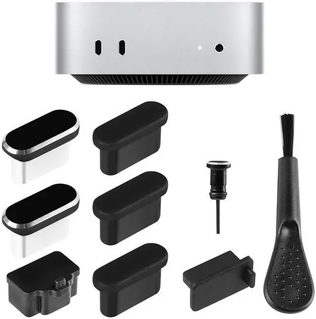 Main image of Dust Plug Cover Kit for Mac mini M4/M4 pro, USB C Port Cover with Cleaning Brush, for Mac mini M4 Accessories