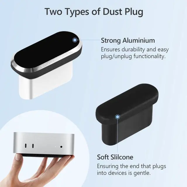 Alt view image 5 of 7 - Dust Plug Cover Kit for Mac mini M4/M4 pro, USB C Port Cover with Cleaning Brush, for Mac mini M4 Accessories