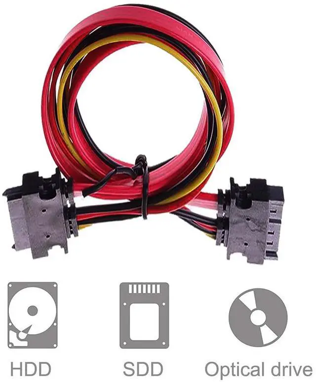 Alt view image 6 of 6 - 4 Pack 22-pin (7+15) SATA Data and Power Combo Extension Cable, 22-pin (7+15) Sata Male to Female Hard Drive Cable for HDD SDD Optical Drive 50cm 20-inch
