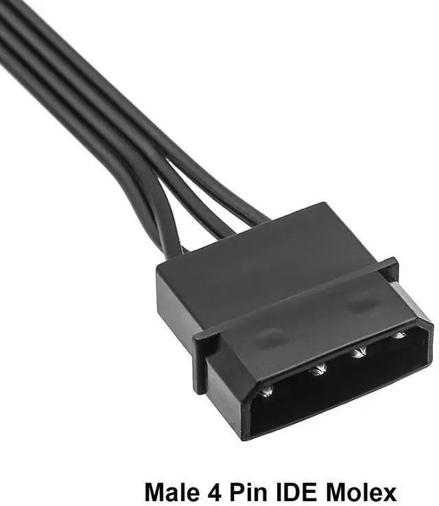 Alt view image 3 of 6 - Molex IDE 4-Pin Male to 15-Pin Female SATA Power Converter Extension Adapter Cable for Computer Hard Drive HDD SSD