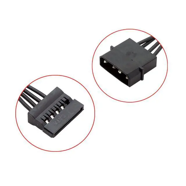 Alt view image 5 of 6 - Molex IDE 4-Pin Male to 15-Pin Female SATA Power Converter Extension Adapter Cable for Computer Hard Drive HDD SSD