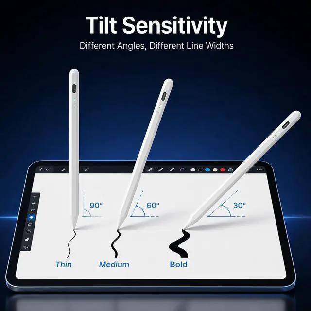 Alt view image 5 of 7 - Pen for iPad (2018-2026) - 10 Min Fast Charge, Auto Sleep, Tilt Sensitivity, Palm Rejection, Active Pencil for iPad 11/10/9/8/7/6th Gen, Pro 13"/12.9"/11", Air 6/5/4/3, Mini 7/6/5th (White)