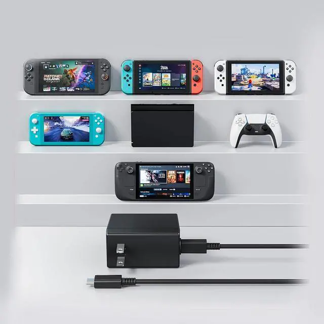 Alt view image 7 of 7 - Charger for Nintendo SwitchUSB-C Fast Wall Charging Block with 6ft CableWall & Travel Charger Adapter for Switch, Steam Deck, ROG Ally2-Pack
