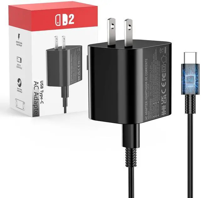 Main image of 60W Charger for Nintendo Switch 2, Fast Charging USB C Cable for Switch 2 Accessories, AC Adapter with 5FT Cable Compatible with Nintendo 2,Lite,OLED,Steam Deck - Support TV Mode