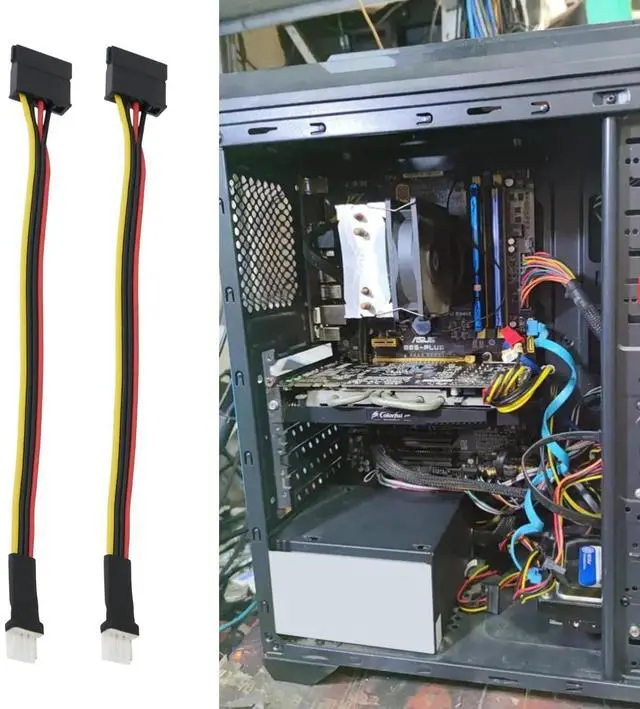 Alt view image 2 of 7 - 2pcs 4Pin FDD Floppy Male to 15Pin Sata Female Adapter Converter Cord Extension Cable for Power Supply Compatible with Floppy Drives and SATA Power 22cm