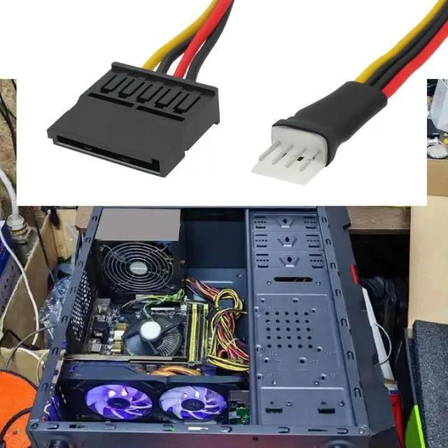 Alt view image 3 of 7 - 2pcs 4Pin FDD Floppy Male to 15Pin Sata Female Adapter Converter Cord Extension Cable for Power Supply Compatible with Floppy Drives and SATA Power 22cm