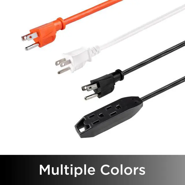 Alt view image 7 of 7 - 15 Ft Indoor Extension Cord 3 Outlet Power Strip Long Extension Cord with Multiple Outlets Grounded Heavy Duty 16 Gauge ETL Listed Black 50786