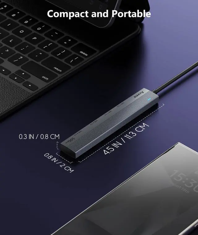 Alt view image 6 of 7 - 10Gbps USB C Hub, 4 Ports USB 3.2 HUB with 2 USB-C 3.2 and 2 USB-A 3.2 Ports, 3.3ft USB Port Extender Splitter, USBC to USB A Hub Multiport Adapter for Laptop, MacBook Pro, iPad, iMac