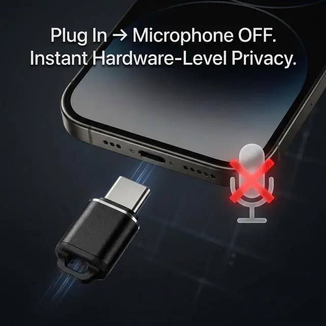 Alt view image 2 of 6 - USB-C Microphone Privacy Adapter Hardware-Level Audio Input Block for Phones, Laptops & Tablets, Prevent Unauthorized Mic Access, Plug-and-Play, No App Required