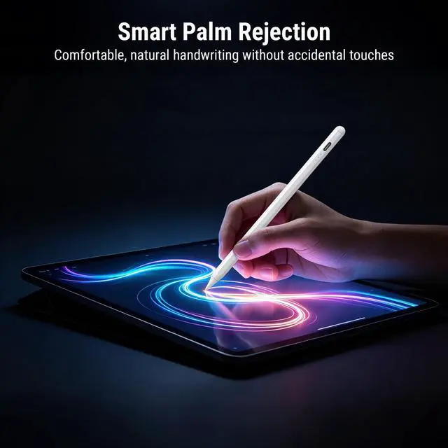 Alt view image 3 of 7 - 3X Fast Charge Stylus Pen for iPad, Active Pencil with Palm Rejection & Tilt Sensitivity, Compatible iPad 10th/9th/8th/7th/6th Gen, Air 11/13 M2/M3/5/4/3, Pro 11/12.9/13 M4, Mini A17 Pro