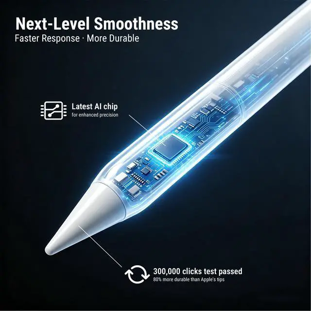 Alt view image 5 of 7 - 3X Fast Charge Stylus Pen for iPad, Active Pencil with Palm Rejection & Tilt Sensitivity, Compatible iPad 10th/9th/8th/7th/6th Gen, Air 11/13 M2/M3/5/4/3, Pro 11/12.9/13 M4, Mini A17 Pro