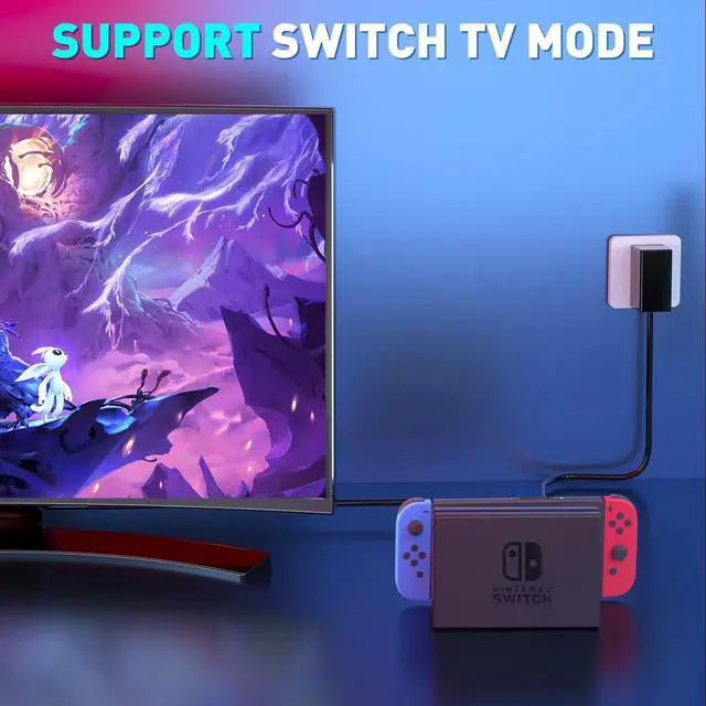 Alt view image 3 of 6 - Charger for Nintendo Switch, Fast Charger with 6.6FT Charging Cable, AC Power Supply Adapter for Nintendo Switch OLED/LITE Steam Deck Charger, Support Switch TV Dock Mode Output 15V2.6A USB C Chargers