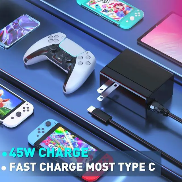 Alt view image 2 of 6 - Charger for Nintendo Switch, Fast Charger with 6.6FT Charging Cable, AC Power Supply Adapter for Nintendo Switch OLED/LITE Steam Deck Charger, Support Switch TV Dock Mode Output 15V2.6A USB C Chargers