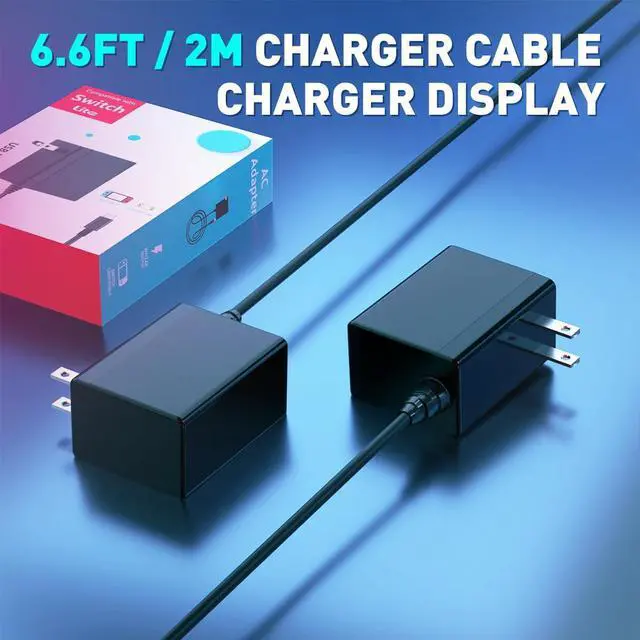 Alt view image 4 of 6 - Charger for Nintendo Switch, Fast Charger with 6.6FT Charging Cable, AC Power Supply Adapter for Nintendo Switch OLED/LITE Steam Deck Charger, Support Switch TV Dock Mode Output 15V2.6A USB C Chargers
