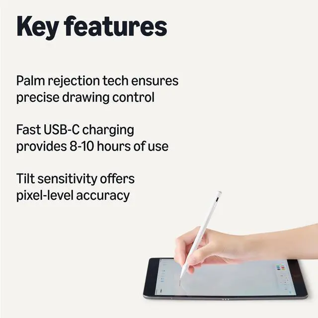 Alt view image 2 of 5 - Stylus Pencil Compatible with iPad 10th Generation (2018-2025), Pen with Palm Rejection