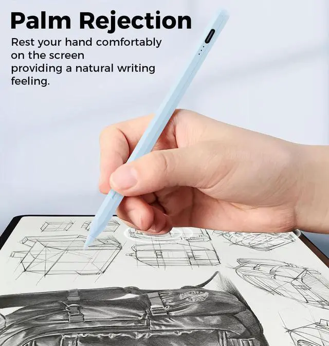 Alt view image 3 of 7 - Stylus Pen for iPad 11th&10th&9th Generation,Fast Charge Pencil for Apple iPad,Palm Rejection,Tilt Sensitivity,Compatible with 2018-2025 iPad11/10/9/8/7/6th,Pro 13" M4/12.9"/11",Air 3/4/5/M2,Mini 5/6