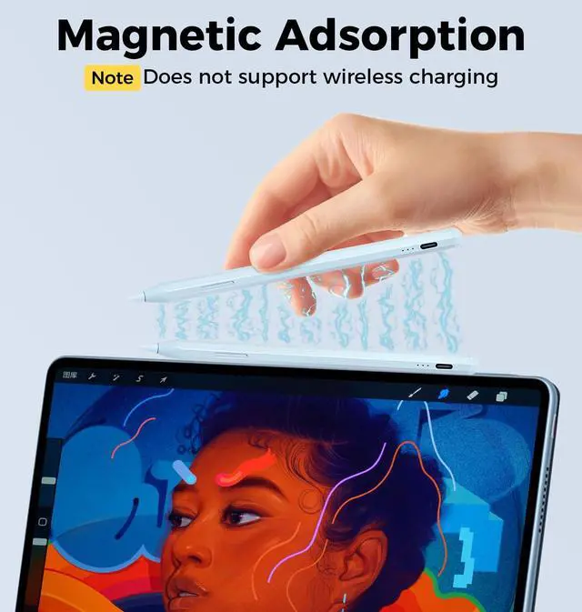 Alt view image 5 of 7 - Stylus Pen for iPad 11th&10th&9th Generation,Fast Charge Pencil for Apple iPad,Palm Rejection,Tilt Sensitivity,Compatible with 2018-2025 iPad11/10/9/8/7/6th,Pro 13" M4/12.9"/11",Air 3/4/5/M2,Mini 5/6