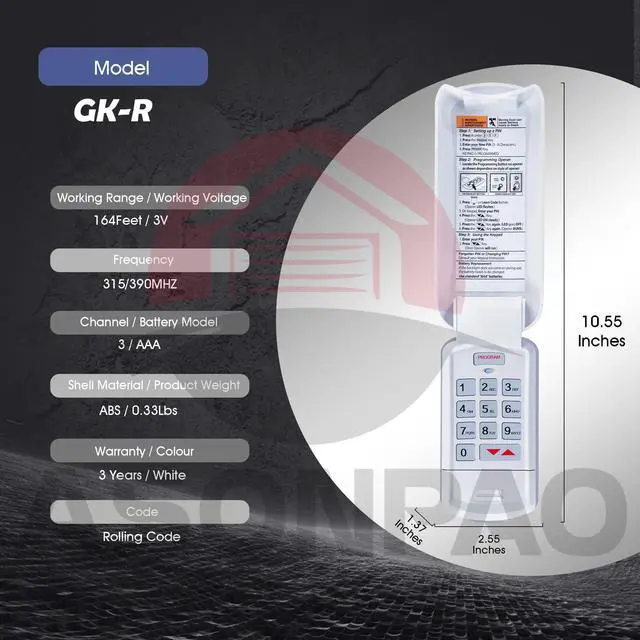 Alt view image 7 of 7 - GK-R for Wireless Genie Garage Door Opener Keypad, Replacement for All Intellicode Genie Garage Door Opener