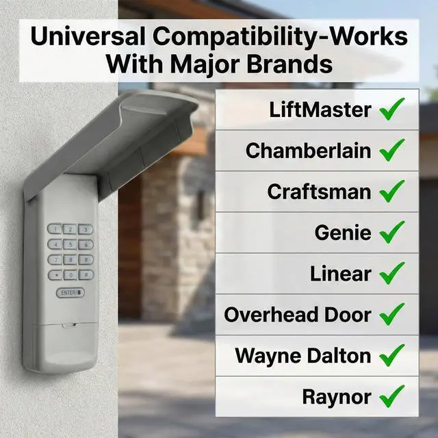 Alt view image 2 of 7 - Universal Garage Door Opener Keypad Remote Wireless Keyless Keypad Compatible with Genie LiftMaster Chamberlain Craftsman Linear Overhead Door Wayne Dalton Opener has Learn Button or Dip Switch
