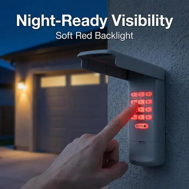 Alt view image 5 of 7 - Universal Garage Door Opener Keypad Remote Wireless Keyless Keypad Compatible with Genie LiftMaster Chamberlain Craftsman Linear Overhead Door Wayne Dalton Opener has Learn Button or Dip Switch