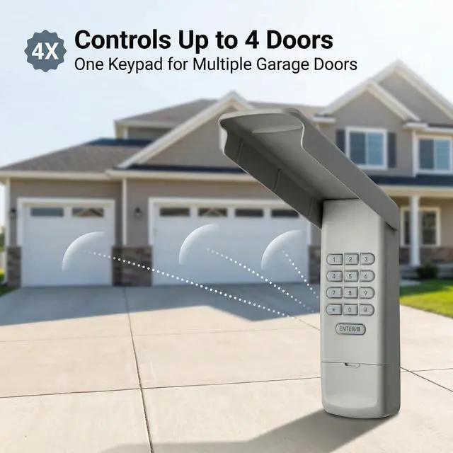 Alt view image 7 of 7 - Universal Garage Door Opener Keypad Remote Wireless Keyless Keypad Compatible with Genie LiftMaster Chamberlain Craftsman Linear Overhead Door Wayne Dalton Opener has Learn Button or Dip Switch