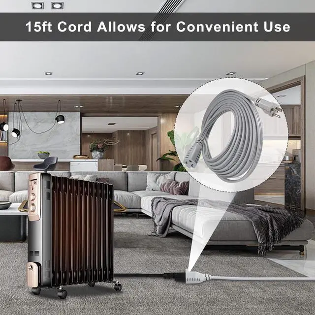 Alt view image 6 of 7 - Appliance Power Extension Cord - Heavy Duty 14/3 AWG Parallel 3 Prong Low Profile Flat Cable US Plug Male to Female Extender Grounded Wire for AC Unit, Air Conditioner, Refrigerator (15 ft)