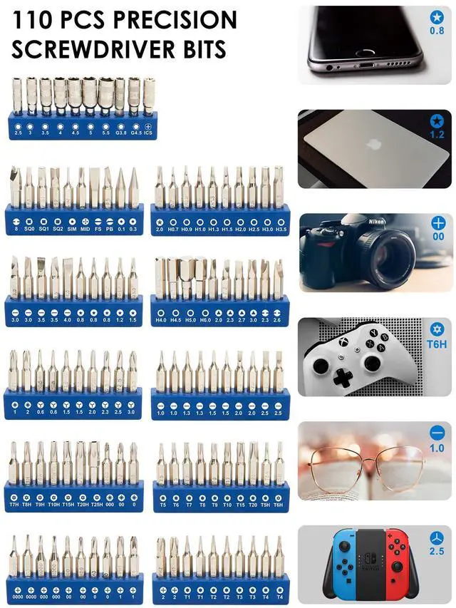 Alt view image 2 of 7 - Precision Screwdriver Sets 124 in 1 Magnetic Repair Kit with 110 Bits Electronics Tool Kit for Computer, PC, iPhone, Laptop, Cell Phone, MacBook, PS4, Xbox, Game Controller(Blue)