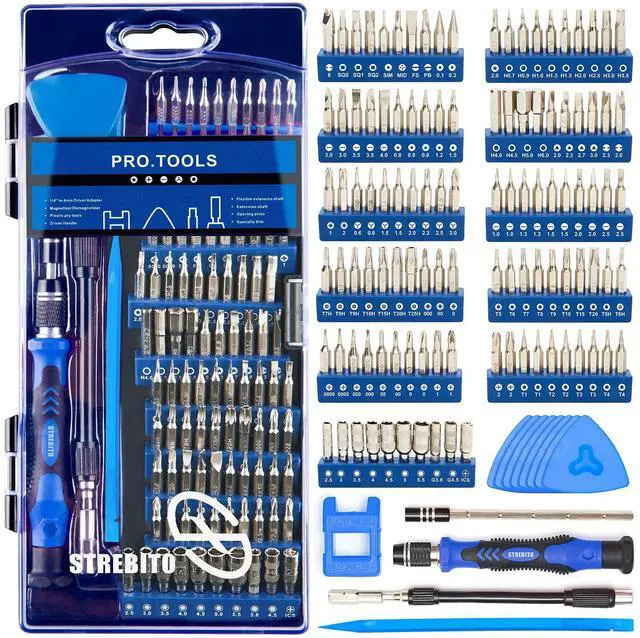 Main image of Precision Screwdriver Sets 124 in 1 Magnetic Repair Kit with 110 Bits Electronics Tool Kit for Computer, PC, iPhone, Laptop, Cell Phone, MacBook, PS4, Xbox, Game Controller(Blue)