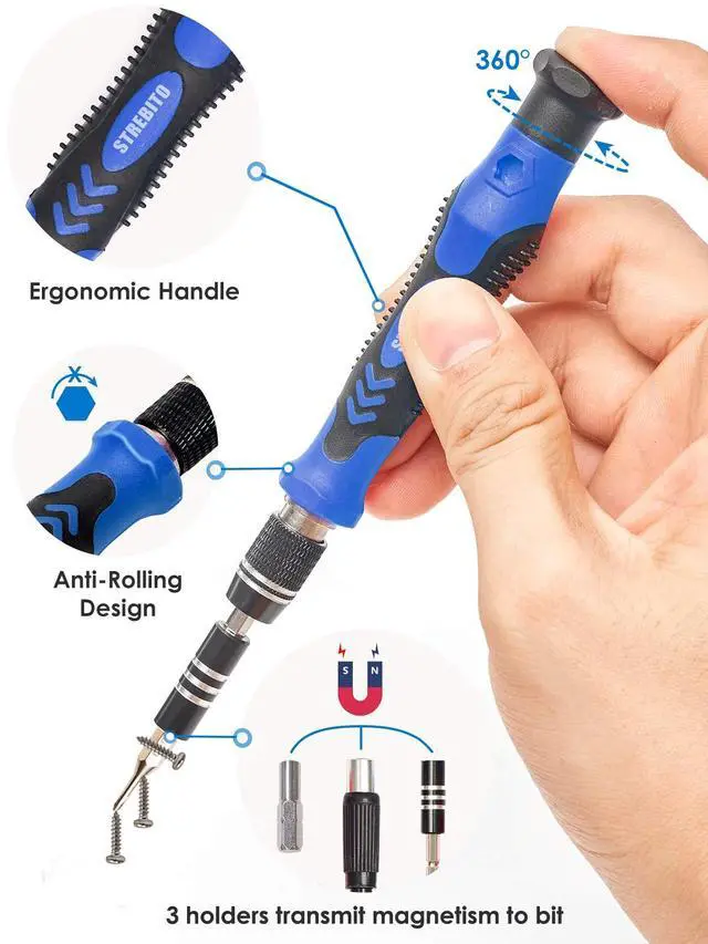 Alt view image 3 of 7 - Precision Screwdriver Sets 124 in 1 Magnetic Repair Kit with 110 Bits Electronics Tool Kit for Computer, PC, iPhone, Laptop, Cell Phone, MacBook, PS4, Xbox, Game Controller(Blue)
