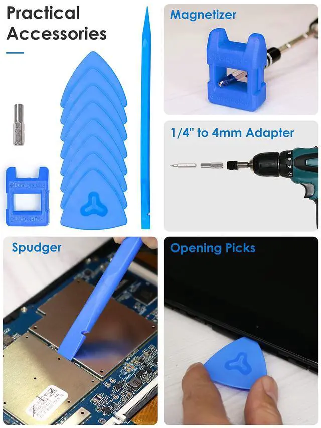 Alt view image 5 of 7 - Precision Screwdriver Sets 124 in 1 Magnetic Repair Kit with 110 Bits Electronics Tool Kit for Computer, PC, iPhone, Laptop, Cell Phone, MacBook, PS4, Xbox, Game Controller(Blue)
