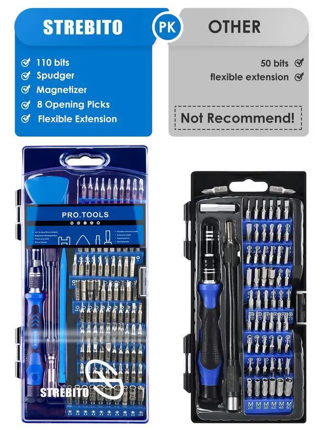 Alt view image 7 of 7 - Precision Screwdriver Sets 124 in 1 Magnetic Repair Kit with 110 Bits Electronics Tool Kit for Computer, PC, iPhone, Laptop, Cell Phone, MacBook, PS4, Xbox, Game Controller(Blue)