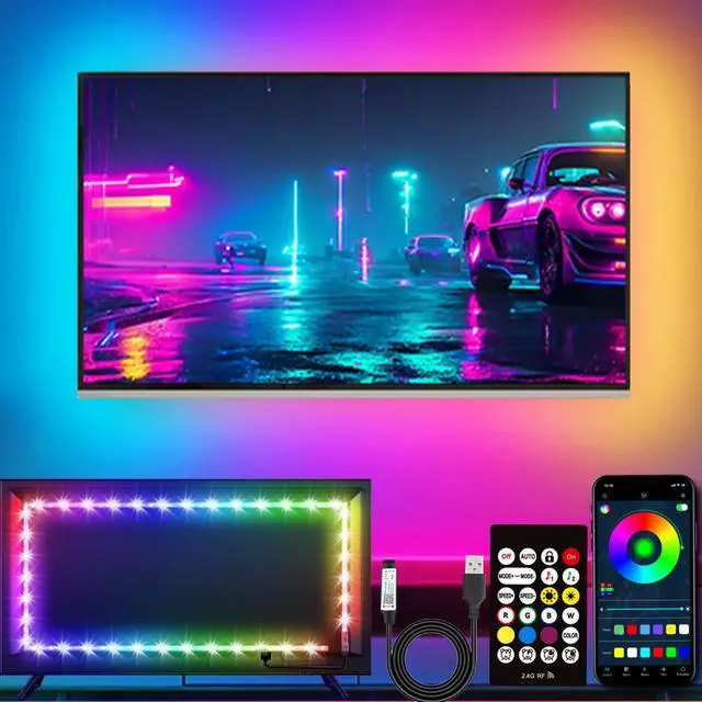 Main image of LED Lights for TV Backlight, 16.4ft RGB LED Light for 45-75 Inch TVs, Music Sync Bluetooth APP/RF Remote Control Strip Lights USB Powered for Bedroom/Gaming