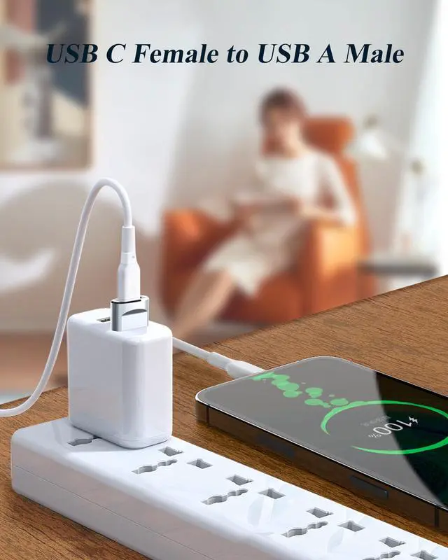 Alt view image 4 of 7 - USB to USB C Adapter 4 Pack,USB C Female to A Male Charger Type C Converter for Apple Watch Ultra iWatch 7 8 SE,iPhone 14 13 12 15 Pro Plus Max Mini,AirPods,iPad Air,Samsung Galaxy S23 S22