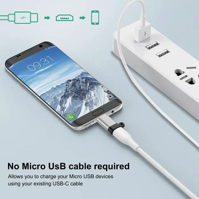 Alt view image 4 of 7 - USB C to Micro USB Adapter, 4-Pack Type C Female to Micro USB Male Convert Connector Support Charge Data Sync Compatible with Samsung Galaxy S7/S7 Edge/S6/S6 Edge/J3/J7/Note 6/5/LG G4/Nexus 4/5/6