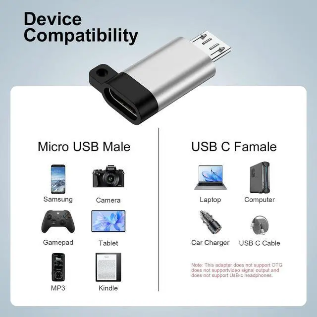 Alt view image 7 of 7 - USB C to Micro USB Adapter, 4-Pack Type C Female to Micro USB Male Convert Connector Support Charge Data Sync Compatible with Samsung Galaxy S7/S7 Edge/S6/S6 Edge/J3/J7/Note 6/5/LG G4/Nexus 4/5/6