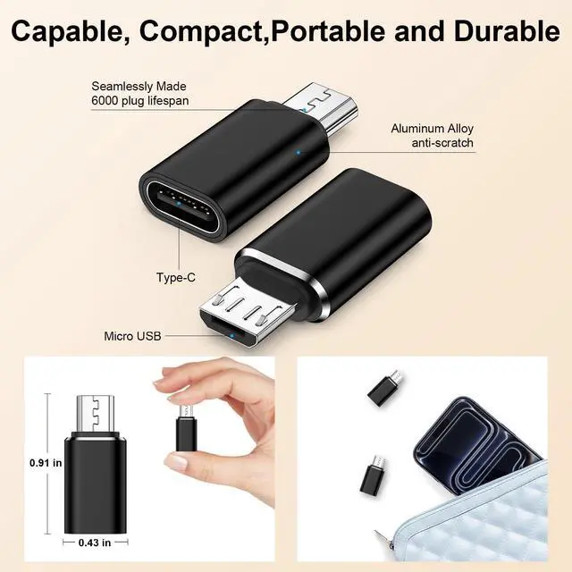 Alt view image 7 of 7 - Micro USB to USB C Adapter, 4Pack Type C Female to Micro USB Male Convert Connector Support Charge and Data Sync for Samsung Galaxy S7/S7 Edge/S6/J7/J3,Nexus 5 6,Old Kindle,PS4 and Micro USB Devices