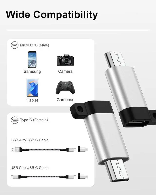 Alt view image 6 of 7 - Micro USB to USB-C Adapter (4Pack), USB Type C Female to Micro Male Converter Support Charge & Data Sync, USB-C to USB-Micro Adapter for Samsung Galaxy S7/S7 Edge/S6/S6 Edge/J3/J7/Note 4/5, Nexus 5/6