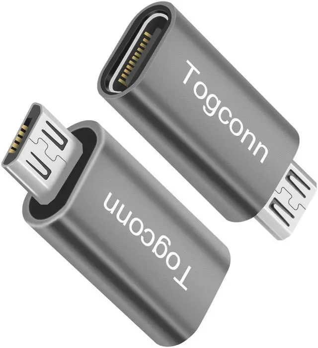 Main image of USB C to Micro USB Adapter 2 Pack, USB Type-C (Female) to Micro USB (Male) Convert Connector Support Charge & Data Sync Compatible with Galaxy S7 Edge, S6, Nexus 6/5 and Other Micro Devices