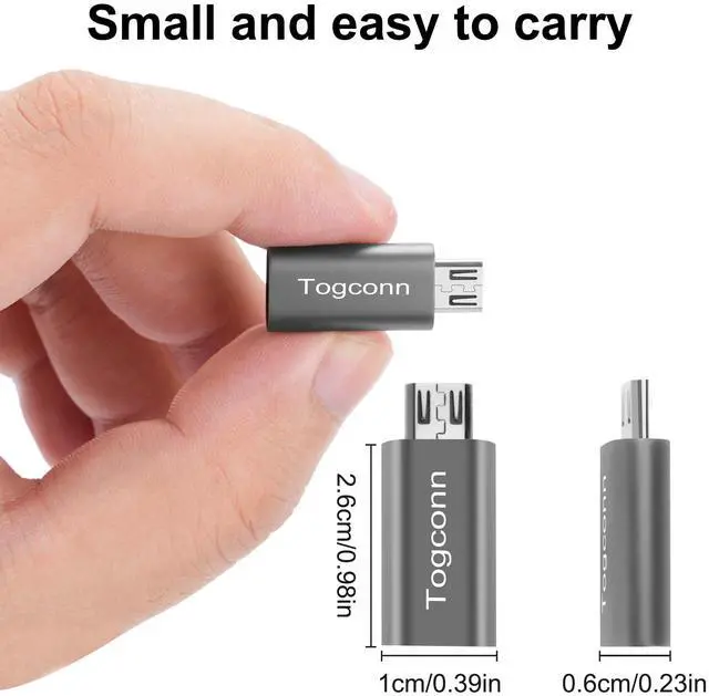 Alt view image 5 of 5 - USB C to Micro USB Adapter 2 Pack, USB Type-C (Female) to Micro USB (Male) Convert Connector Support Charge & Data Sync Compatible with Galaxy S7 Edge, S6, Nexus 6/5 and Other Micro Devices