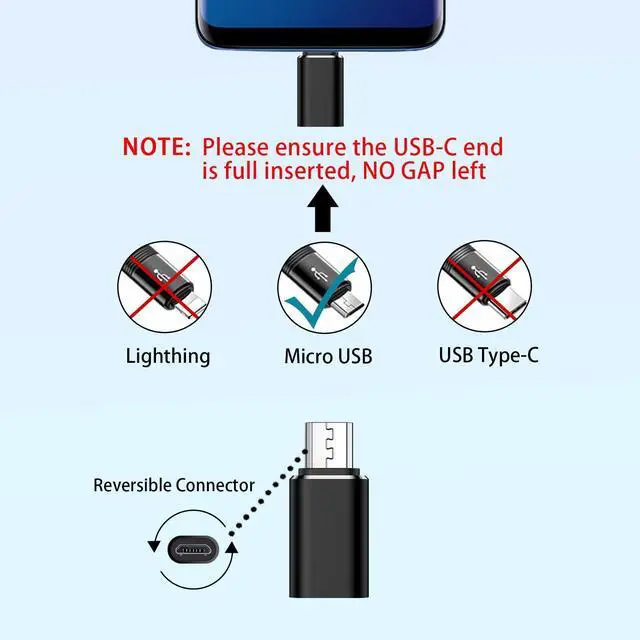 Alt view image 7 of 7 - USB-C to Micro USB Adapter, 4Pack Type C Female to Micro USB Male Converter USB C to Micro B 2.0 3A Fast Charging & Data Sync for Samsung Galaxy S7 S6 Edge A02 A01 A10 A10s J7 S5 J3,Note 6 5,LG,Kindle