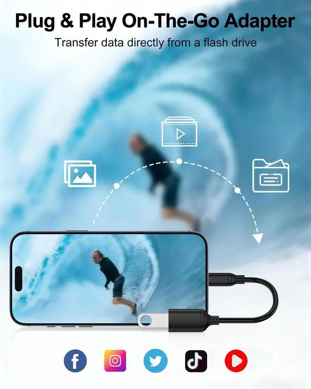 Alt view image 4 of 7 - USB C to USB Adapter with Cable, Type C Male to USB-A Female 5Gbps Data Transfer Converter for Flash Drive/Card Reader/External Hard Drive, iPhone 17e/17 Pro Max/16/15, iPad, Galaxy USB C OTG Adapter