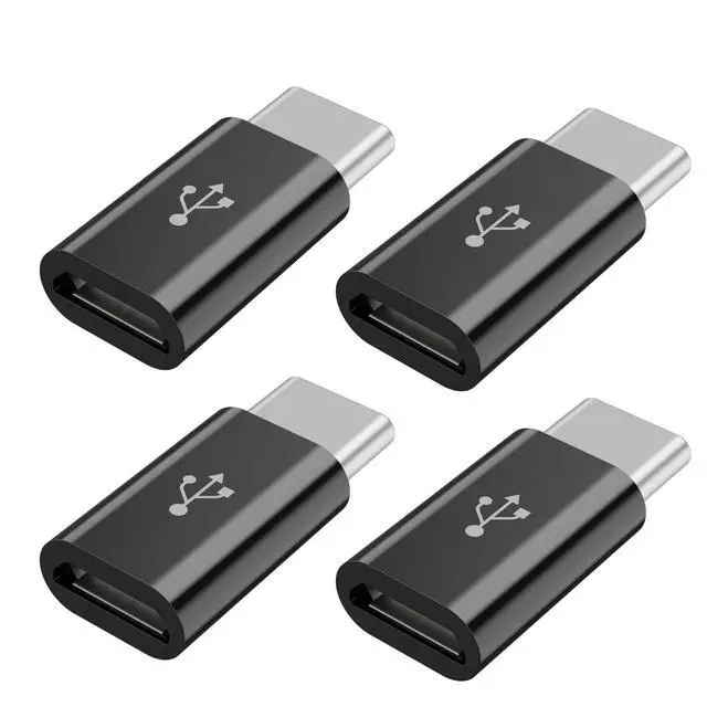 Alt view image 6 of 6 - 4 Pack Micro USB to USB C Adapter, Micro-USB Female to USB-C Male OTG Adapter Compatible with Samsung Galaxy S10 S9 S8 Plus Note 9 8, MacBook, LG V30 G5 G6, Moto Z2 Play Type-C Phones, Tablets (Black)
