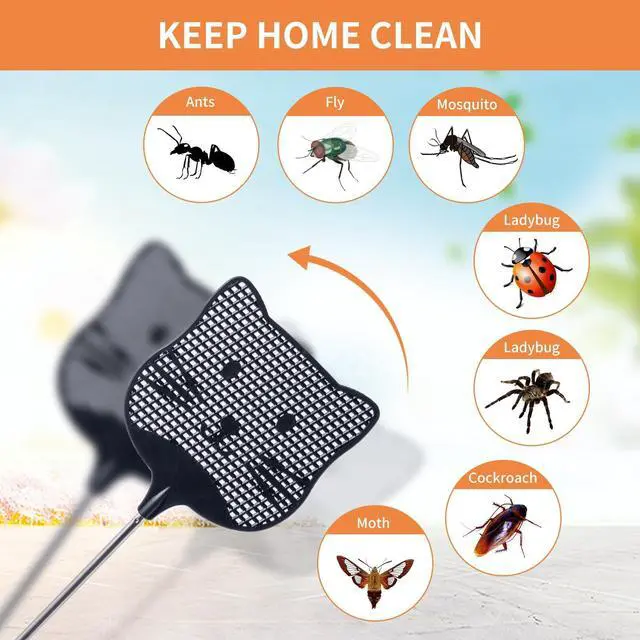 Alt view image 5 of 6 - 2 Pack Extendable Fly Swatter, 25 inch Long Handle Flyswatters, Plastic Heavy Duty Fly Swatters Manual for Indoors Patio Garden and Outdoors Black
