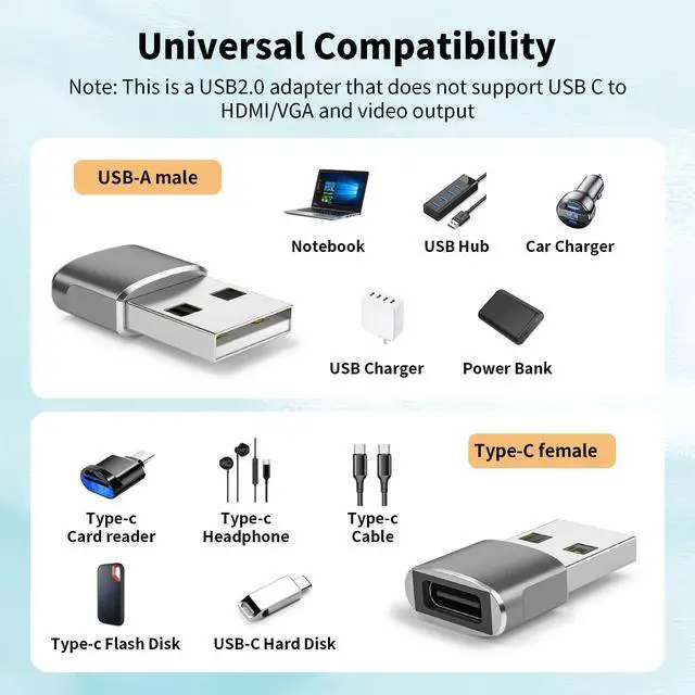 Alt view image 2 of 7 - USB to USB C Adapter 3Pack, Type-C to USB Adaptor, USB-C Female to USB-A Male Charger Cable Converter Compatible with MacBook, Notebook, Tablet, Airpod, Galaxy, Cell Phone, Car, Xbox