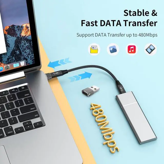 Alt view image 4 of 7 - USB to USB C Adapter 3Pack, Type-C to USB Adaptor, USB-C Female to USB-A Male Charger Cable Converter Compatible with MacBook, Notebook, Tablet, Airpod, Galaxy, Cell Phone, Car, Xbox