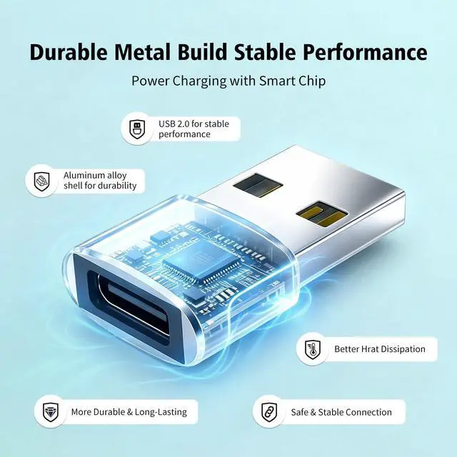 Alt view image 5 of 7 - USB to USB C Adapter 3Pack, Type-C to USB Adaptor, USB-C Female to USB-A Male Charger Cable Converter Compatible with MacBook, Notebook, Tablet, Airpod, Galaxy, Cell Phone, Car, Xbox