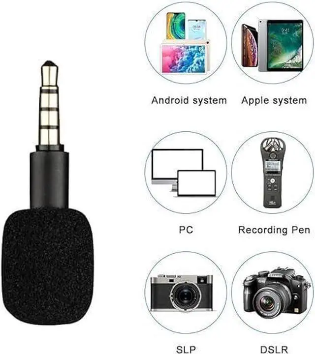 Alt view image 2 of 2 - Black 4 Pole Mini Portable Microphone Jack 3.5mm Aux 4 Pole/ 3 Pole Karaoke Mic for Recorder Mobile Smart Phone Computer Laptop Multipurpose, Condenser Microphones