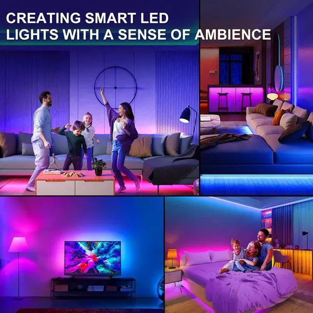 Alt view image 4 of 7 - 9.84ft Smart RGB LED TV Backlight Strip for 32-45 Inch TVs, Music Sync Bluetooth App & Remote Control, USB-Powered LED Lights for Bedroom, Gaming, Home Theater