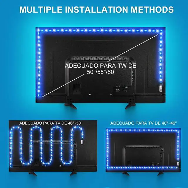 Alt view image 7 of 7 - 9.84ft Smart RGB LED TV Backlight Strip for 32-45 Inch TVs, Music Sync Bluetooth App & Remote Control, USB-Powered LED Lights for Bedroom, Gaming, Home Theater
