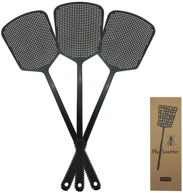 Main image of Fly Swatter Multi-pacl Manual, Flexible & Heavy Duty Fly Swatters Thick Handle, Black 3 Pack
